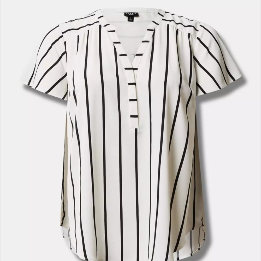Torrid Black and White Striped Blouse